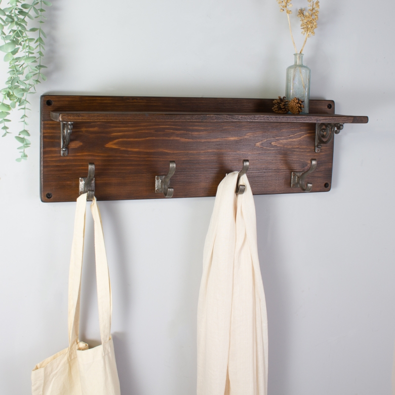 Reclaimed Wood Victorian Coat Hook Shelf MöA Design